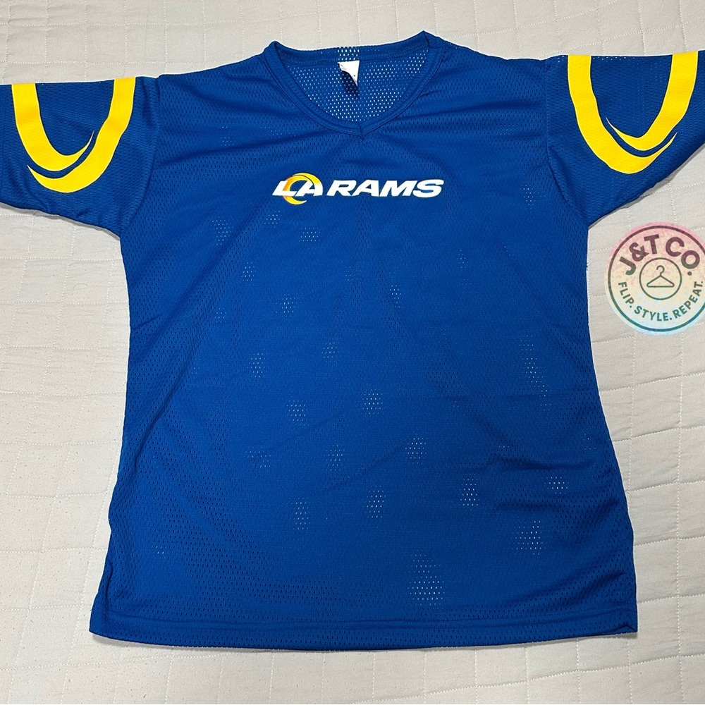 LA Rams Blue and Yellow Athletic Jerseys with Striking Logos